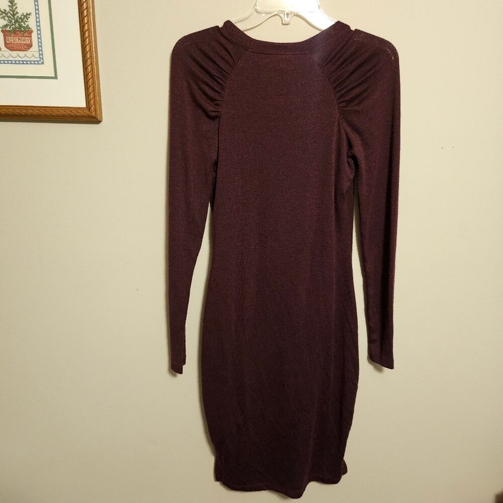Motherhood Maternity Lined Long Sleeve Burgundy Dress Small - Picture 5 of 6